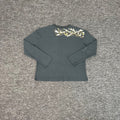 derschutze floral embroidered waffle knit long-sleeved T-shirt, autumn round neck casual base layer.