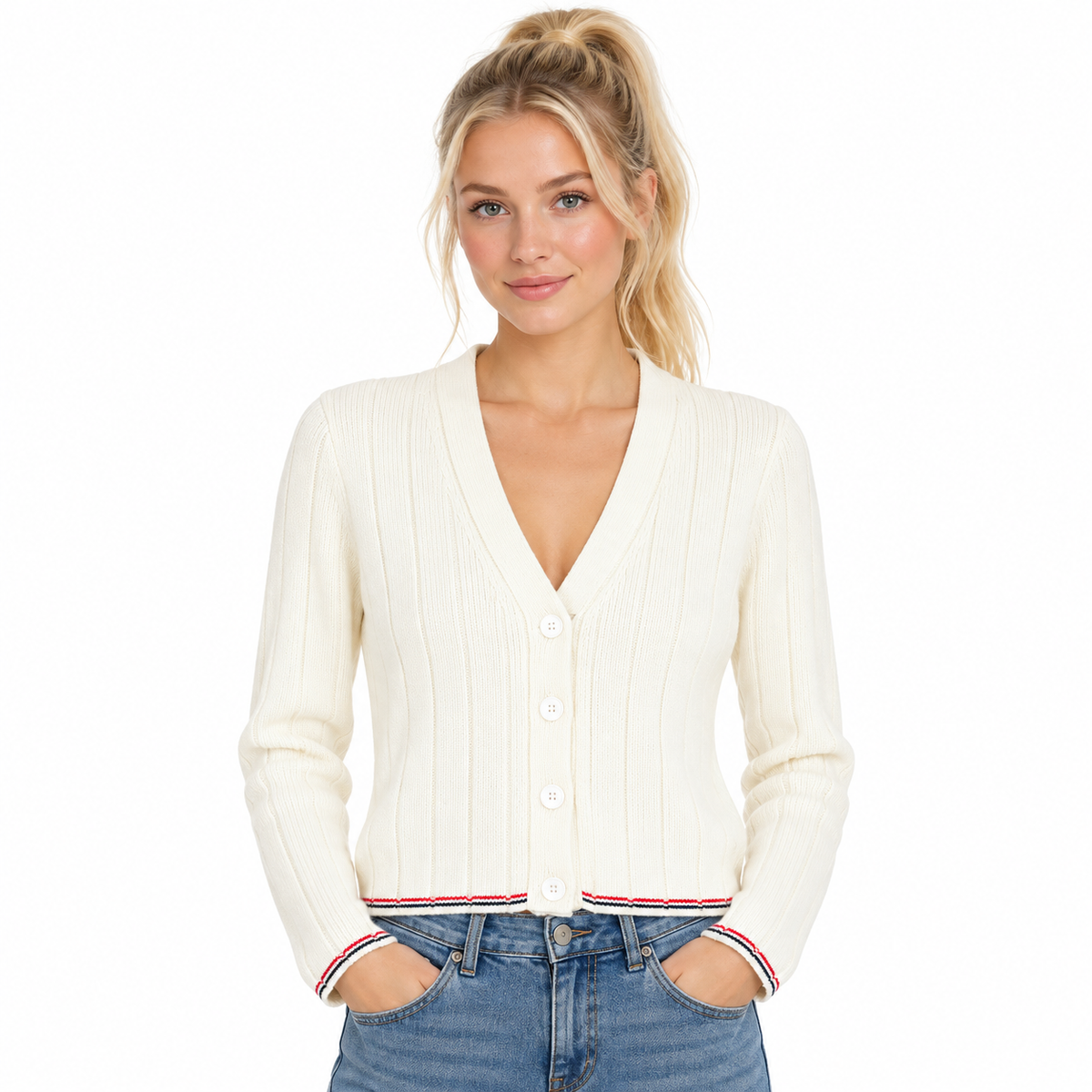Cotton wool knitted cardigan