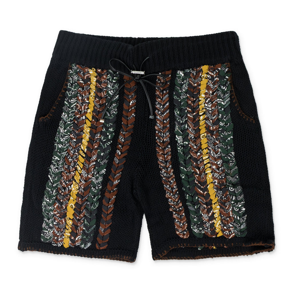 Black Braided Bandana Shorts