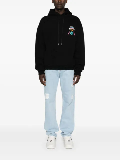 MEMBERS OF THE RAGE logo-patch distressed hoodie