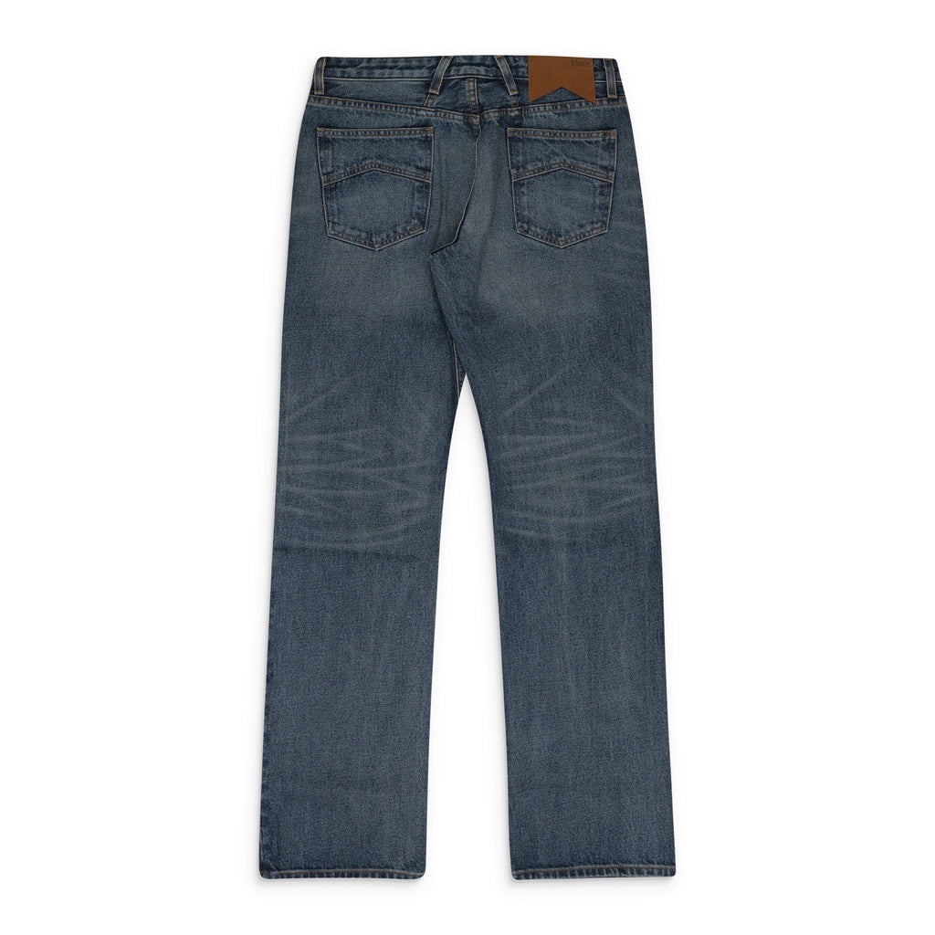 INDIGO LOW-WAIST FLARE DENIM BOOTCUT JEANS