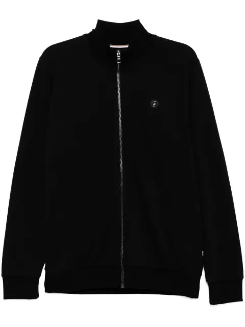 BOSS zip-up sweatshirt with double-B monogram badge