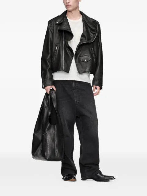 Maison Margiela folded collar leather biker jacket
