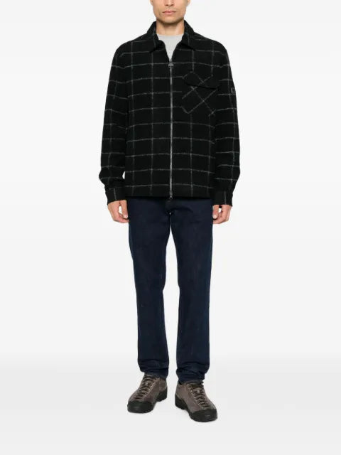Barbour check-pattern zip-up jacket