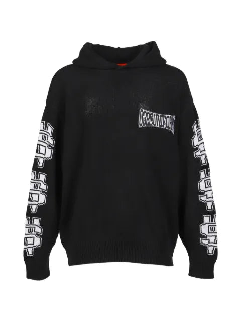 032c One Dollar Bill jacquard-knit logo-patch hoodie