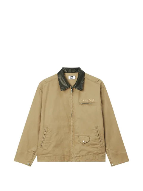 izzue logo-embroidered contrast-collar jacket