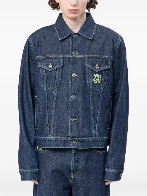Marni logo-embroidered denim jacket