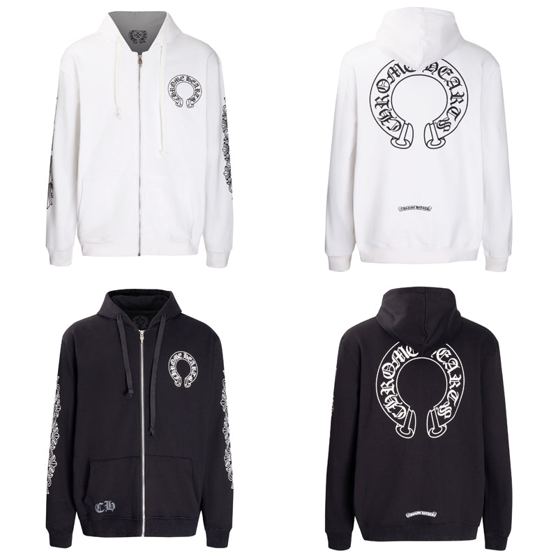 Chrome Hearts Horseshoe Floral Sleeve Zip Up Hoodie 5001