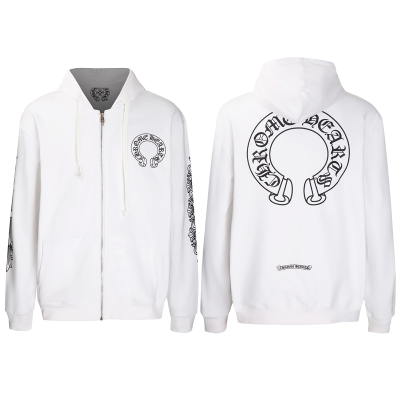 Chrome Hearts Horseshoe Floral Sleeve Zip Up Hoodie 5001