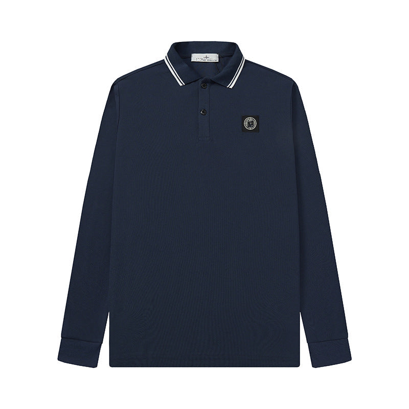 Stone Island Compass Patch Long Sleeve Polo Shirt Unisex Streetwear
