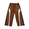 Corteiz Devil's Island Spliced Contrast Casual Pants – Brown