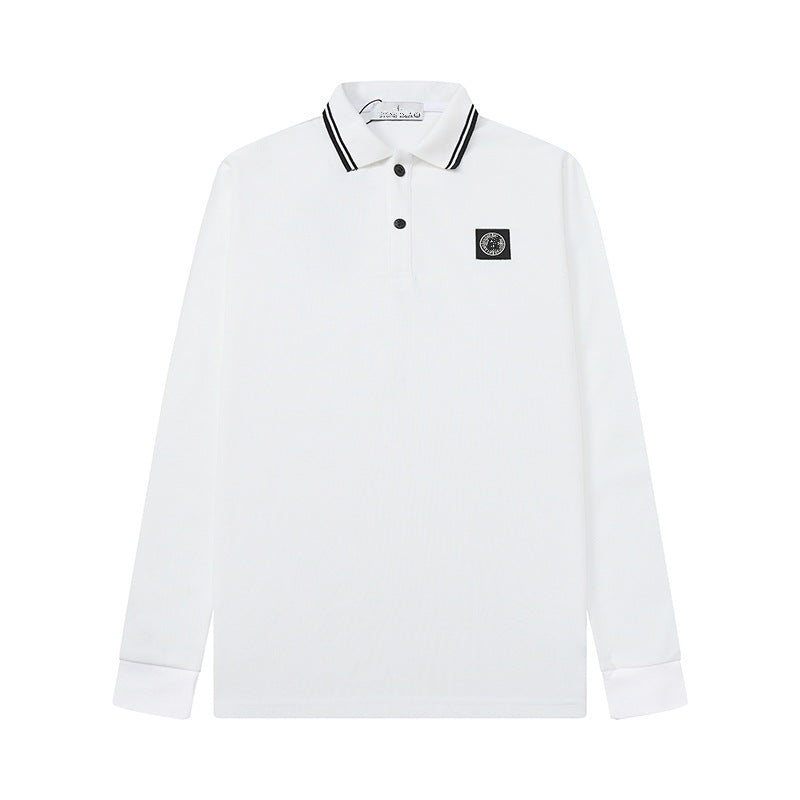 Stone Island Compass Patch Long Sleeve Polo Shirt Unisex Streetwear