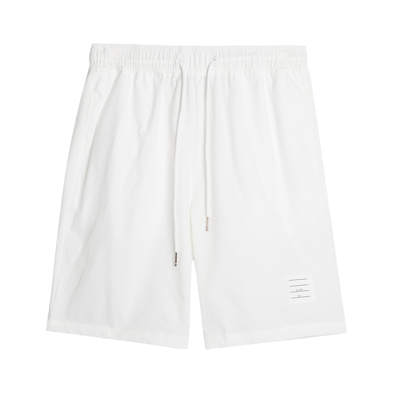 Thom Browne Style Men's Casual Shorts with Signature Four-Bar Detail
