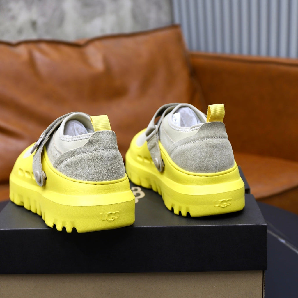 UGG Gray Neon-Yellow Strap Platform Shoes
