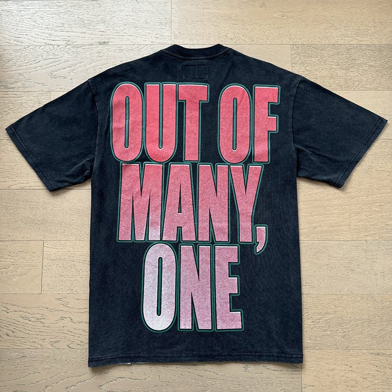Godspeed Out of Many, One Washed Black Graphic T-Shirt