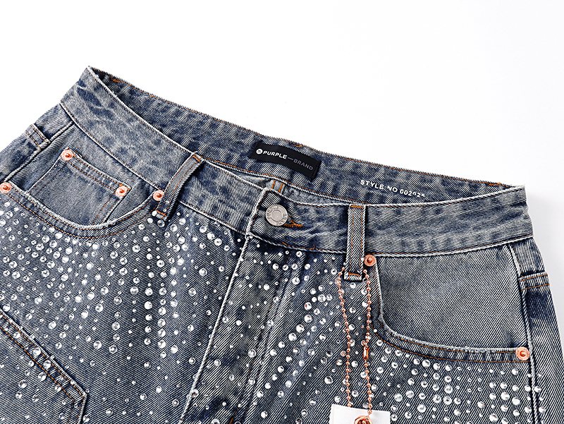 Purple Brand Rhinestone Splatter Denim Shorts