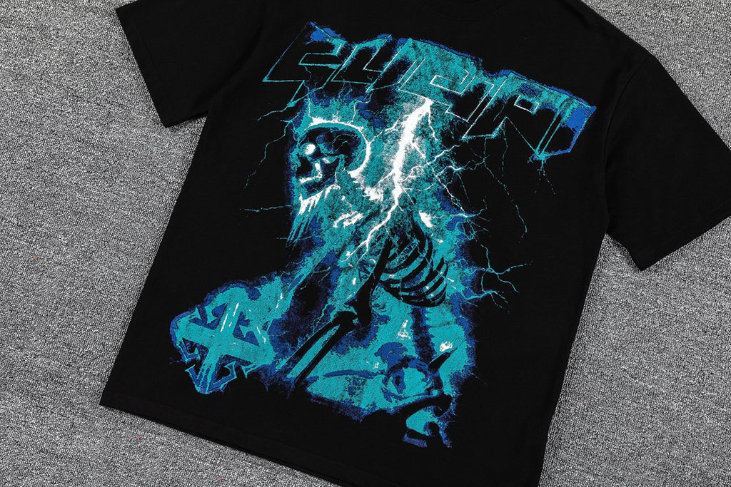 GUAPI Blue Graphic Black T-Shirt