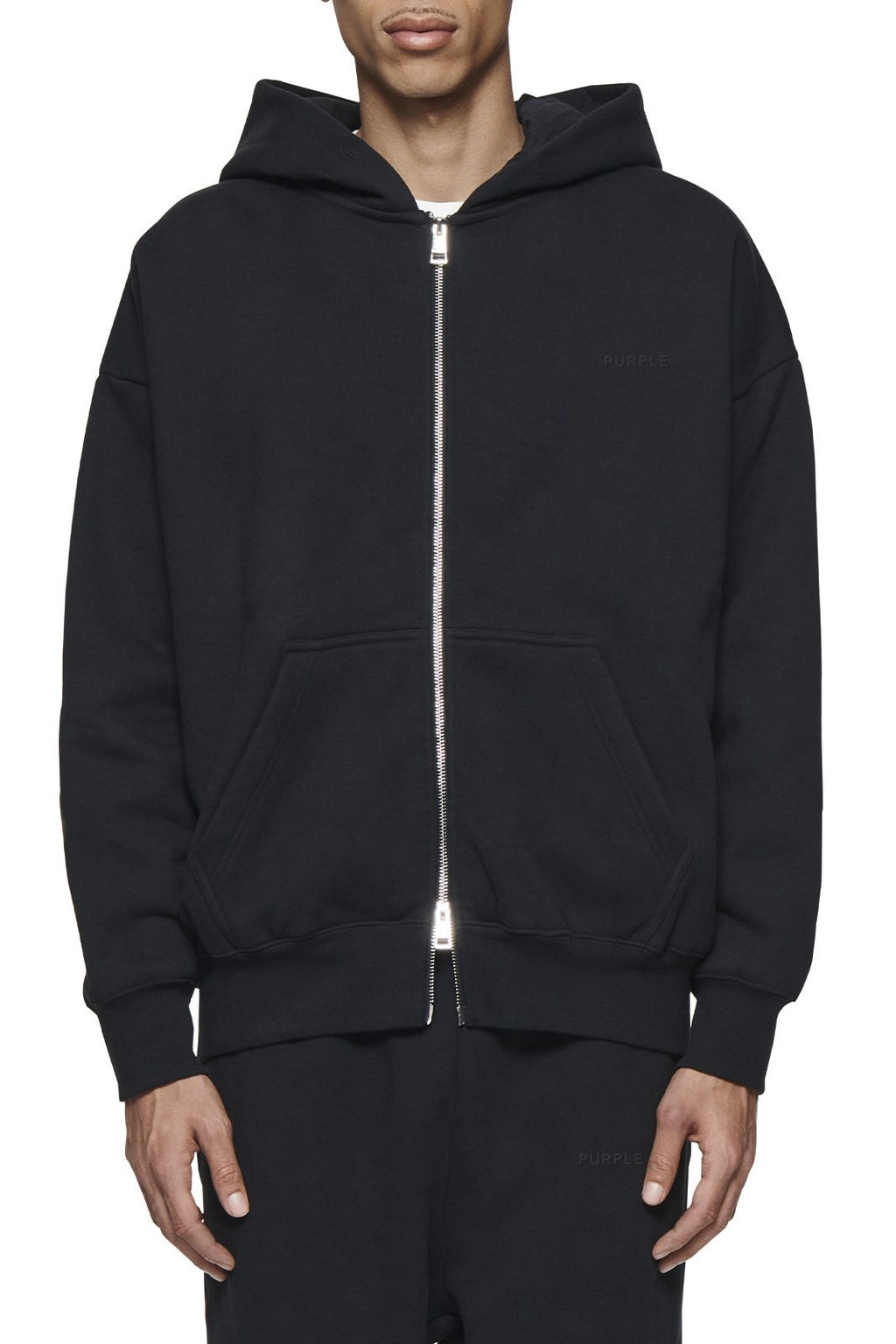 Purple Brand Heavy Fleece Zip Front Hoodie