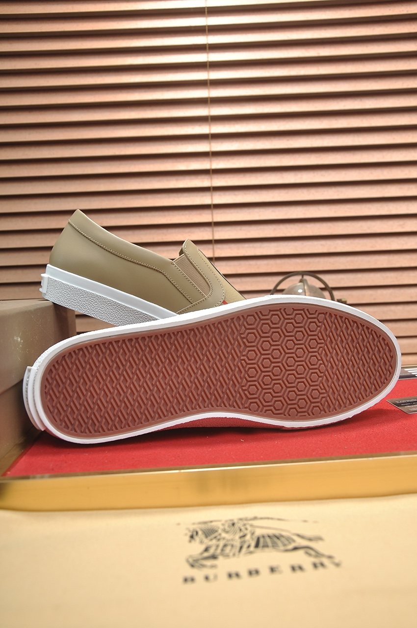 Burberry Beige Striped Slip-On Sneakers