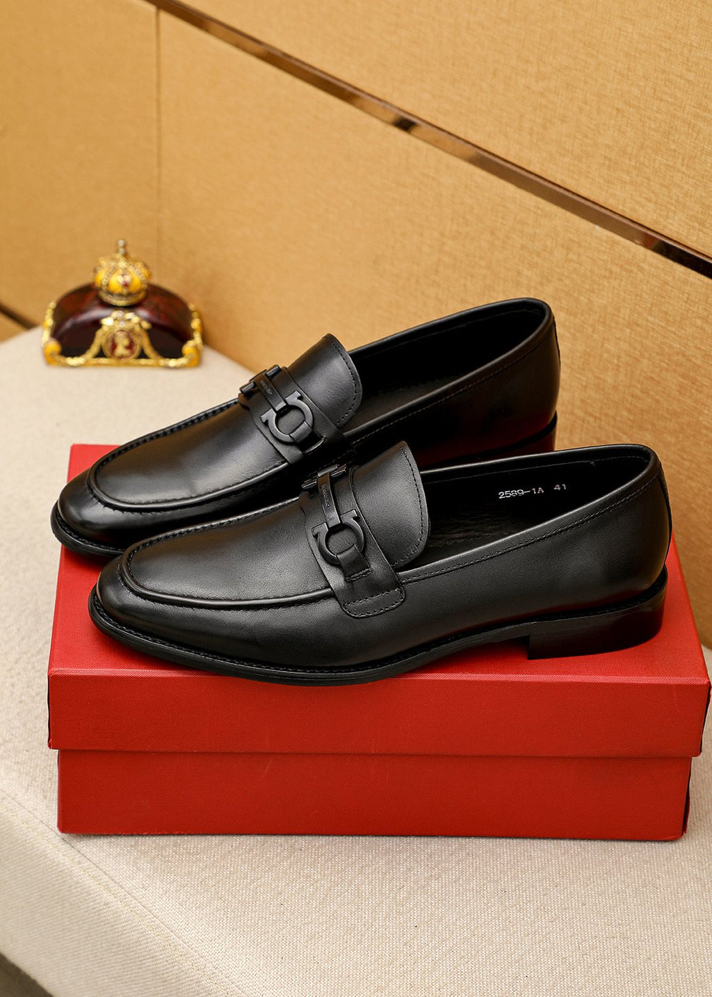 Ferragamo Black Leather Loafers