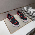 Vans Men's Cherry Checkerboard Slip-On Shoes - Black, Red & White