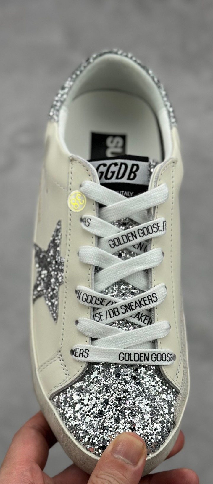 Golden Goose Silver Glitter Low-Top Sneakers