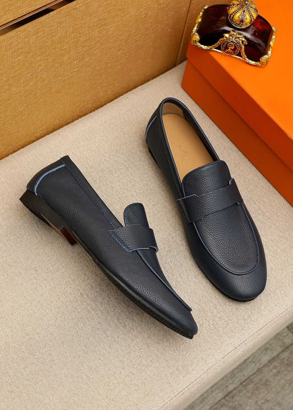 Hermès Pebbled Leather Loafers
