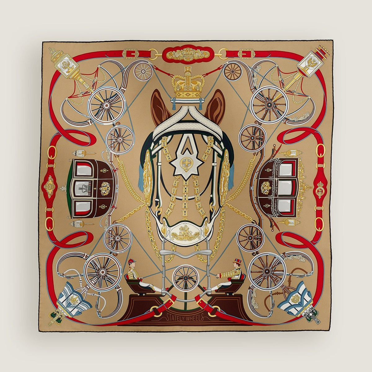 Hermès Carriage and Wheel Silk Scarf