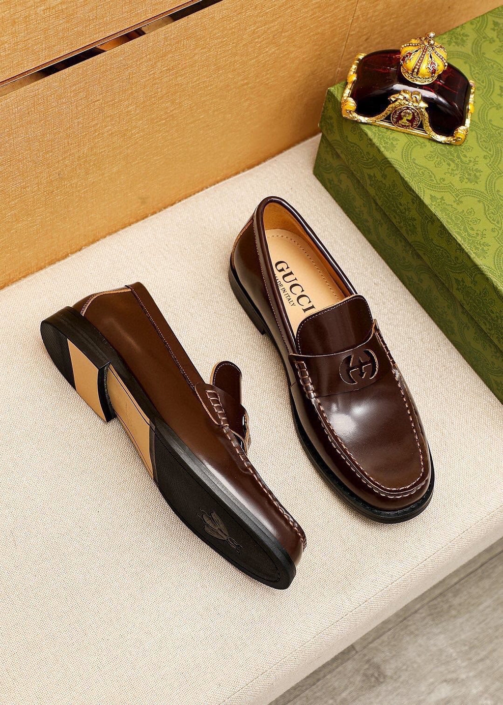 Gucci Metal-Accent Moc-Toe Loafers