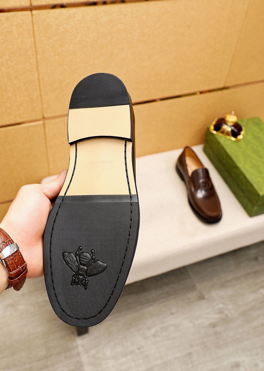 Gucci Metal-Accent Moc-Toe Loafers